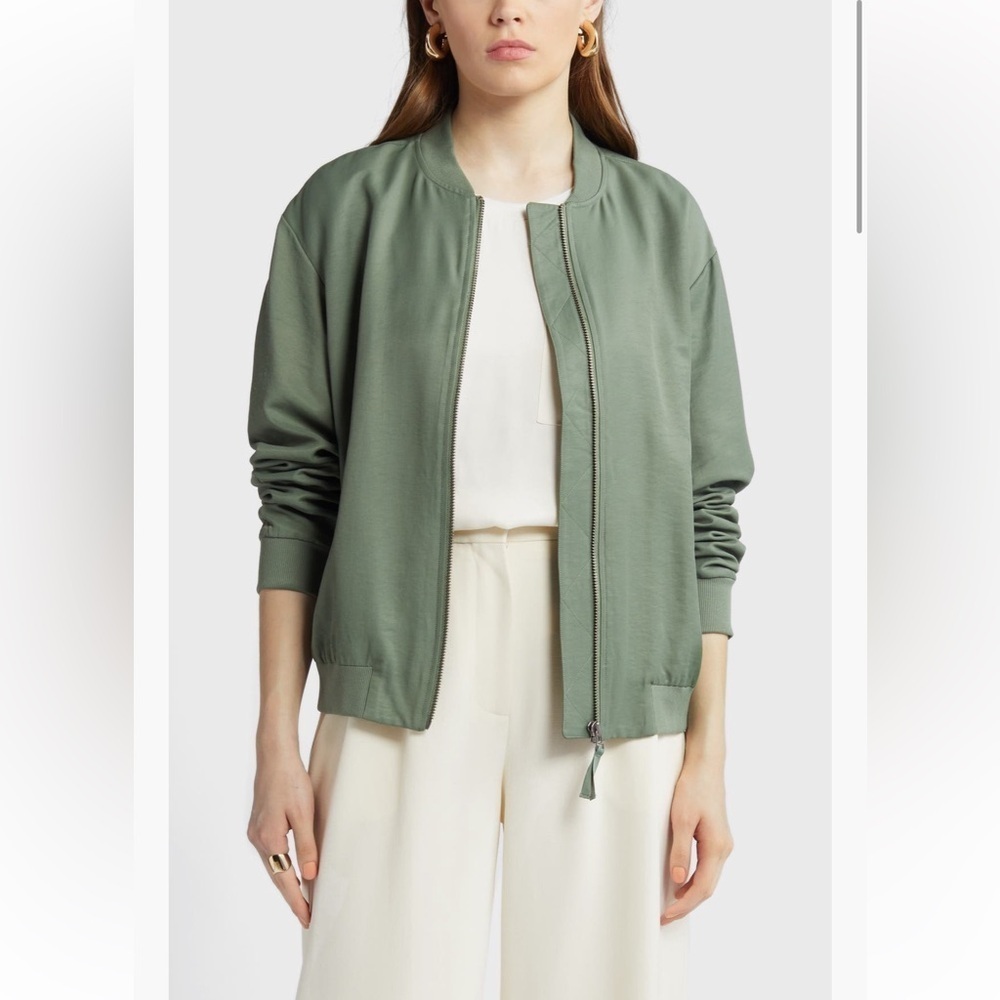 NWOT Nordstrom Bomber Jacket - olive green - size small - Picture 2 of 7